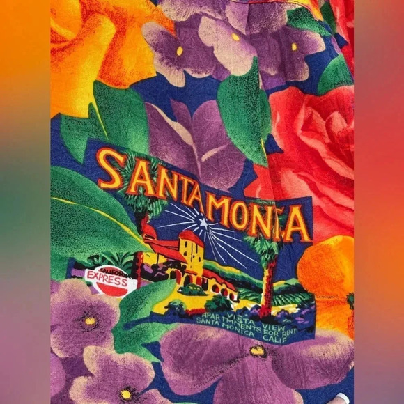Jams World Santa Monica Floral Rayon Hawaiian Shirt Mens L Surf Line USA large - Picture 13 of 14